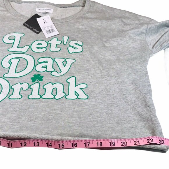 Grayson Threads Womens Size XL Sweatshirt Cropped Lets Day Drink Gray New - Picture 9 of 12